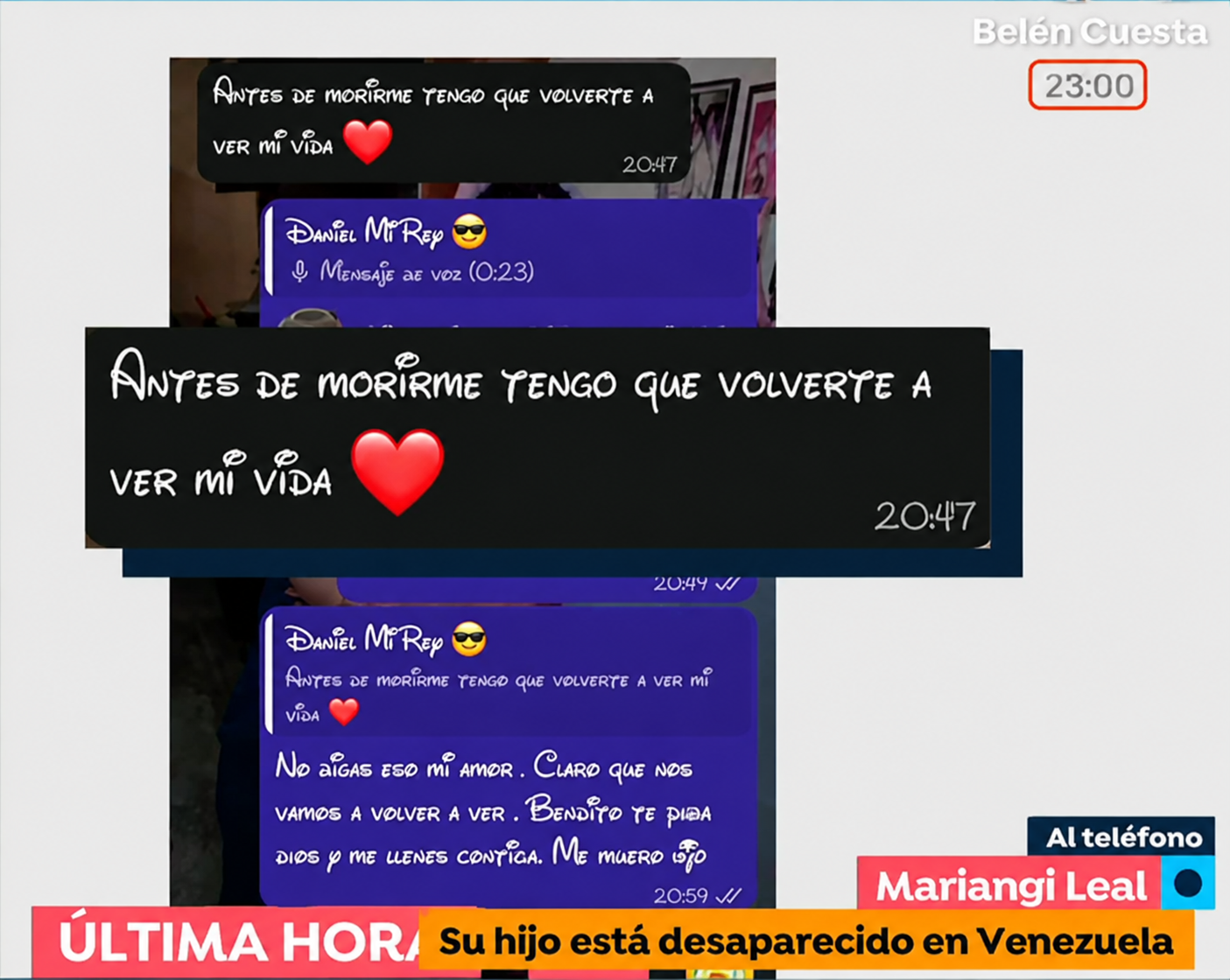 Últimas conversaciones entre Mariangi Leal y su hijo Daniel, de 15 años. Foto: Antena3