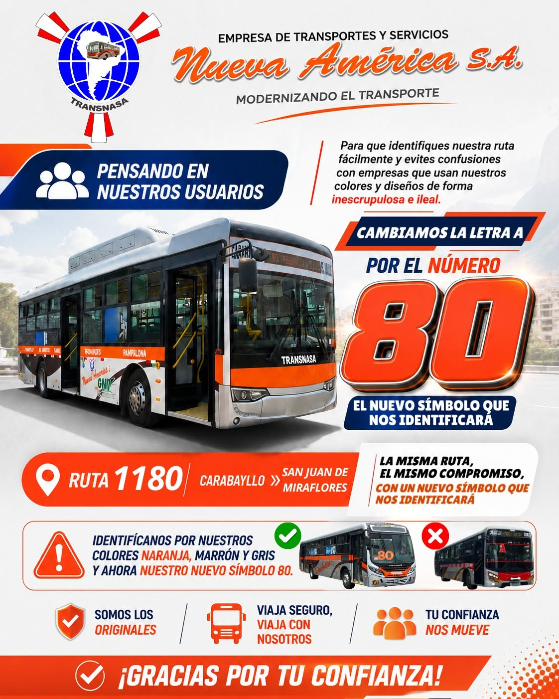 Nueva América cambió su número de identificación de la ruta 1180