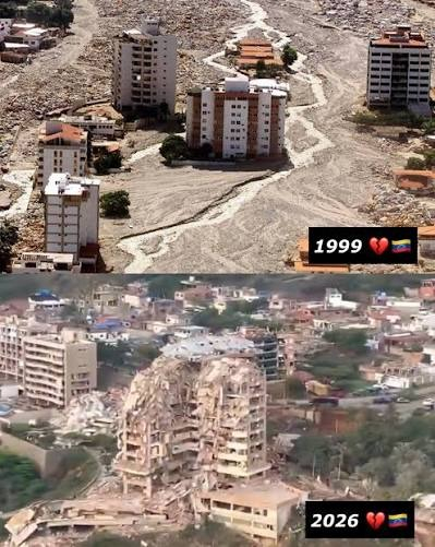 La Guaira después del deslave del 1999 y el doble terremoto en 2026. Foto: @artistastv/Instagram