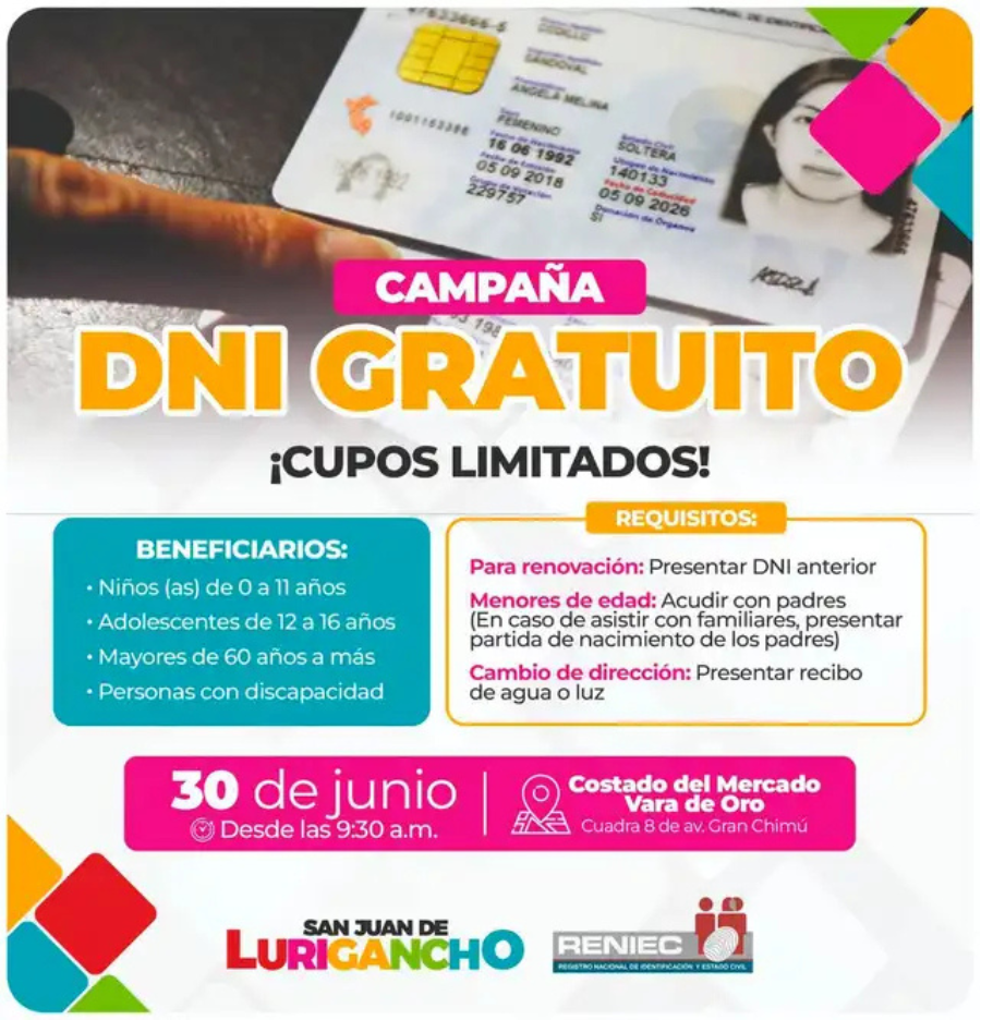 DNI gratis, Reniec, San Juan de Lurigancho
