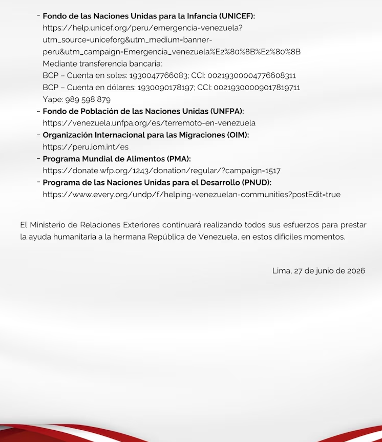 donaciones, Venezuela, terremoto
