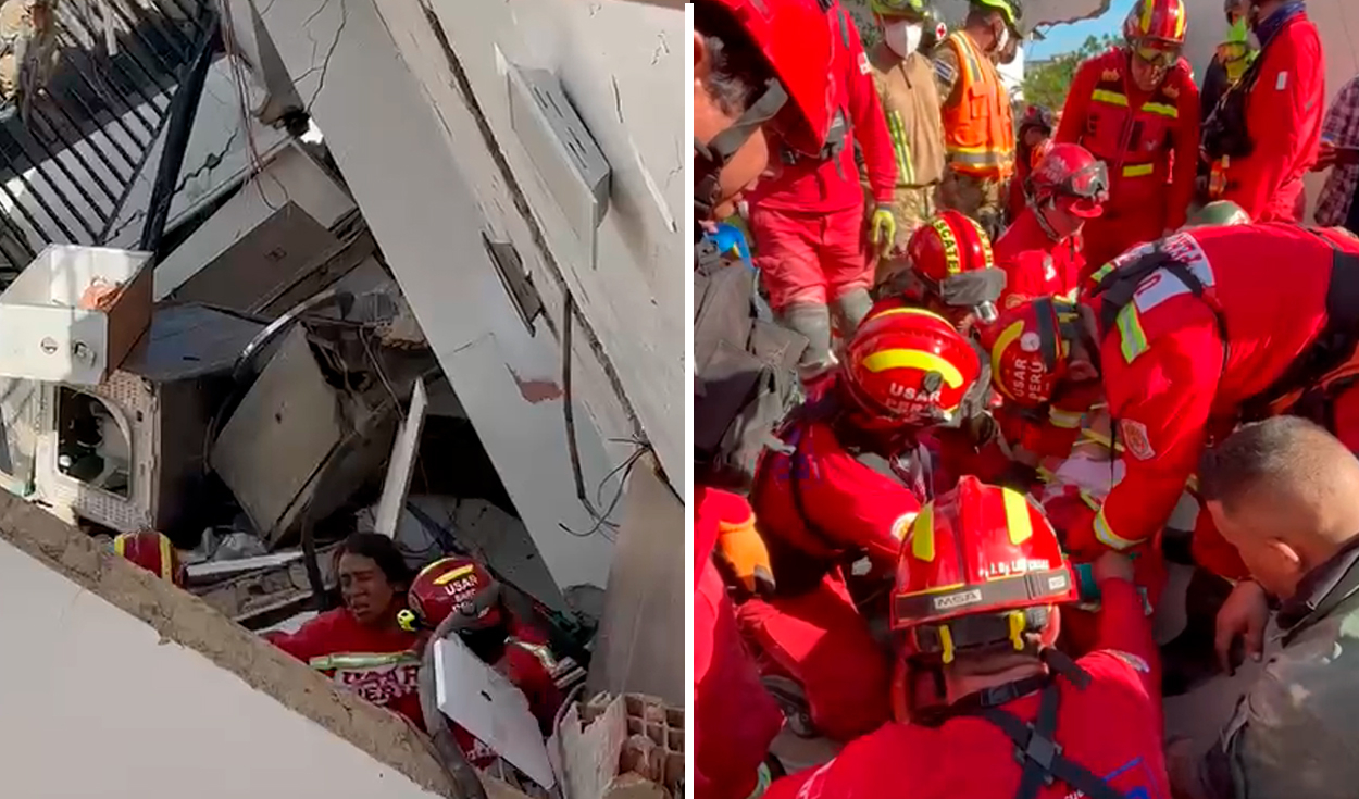Bomberos peruanos rescatan a una mujer que permaneció 86 horas atrapada en edificio de 15 pisos tras TERREMOTO en Venezuela