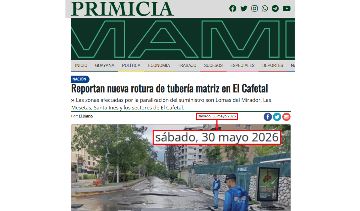 Noticia presentada por Primicia. Foto: Primicia - Página web