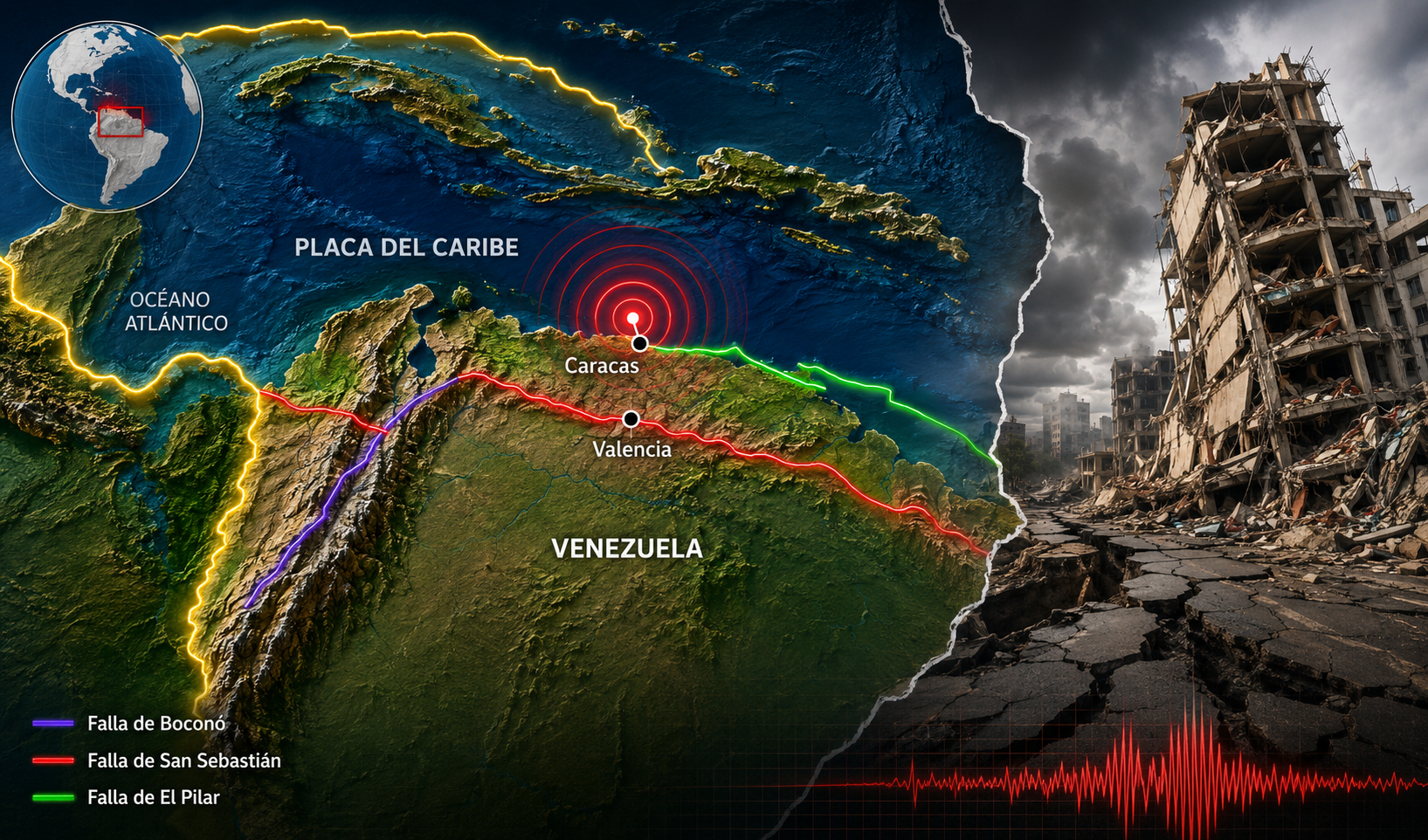 Existen tres fallas geológicas que ponen en riesgo sísmico a Venezuela. Foto: Ilustración LR