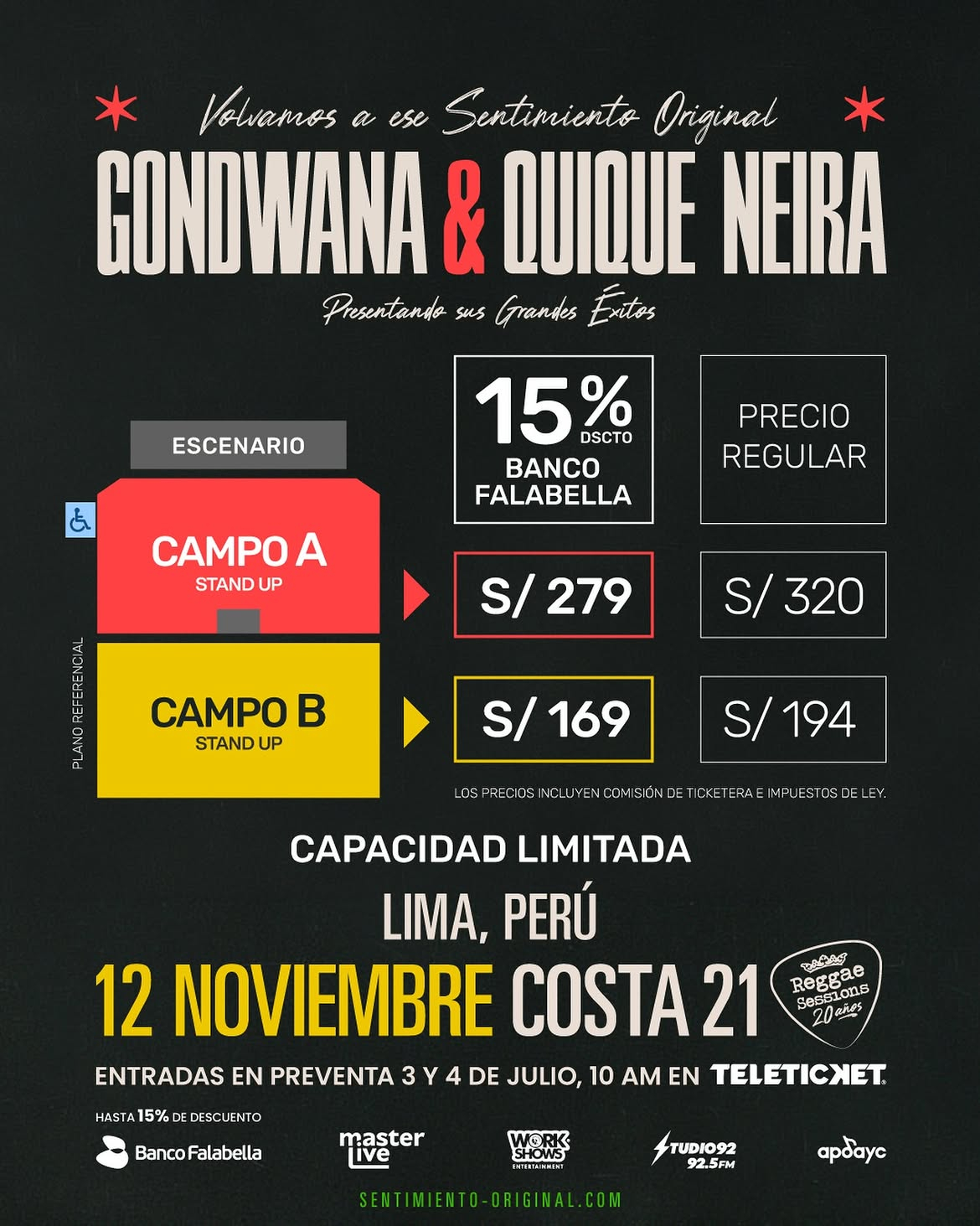 Precios de entradas para Gondwana y Quique Neira en Lima 2026