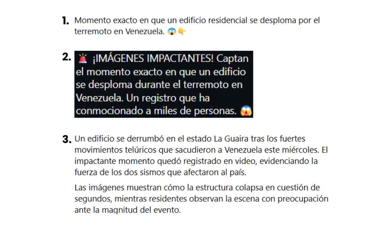 Descripciones atribuidas al video. Foto: Redes sociales