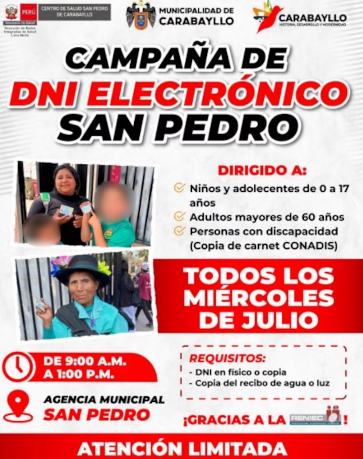 DNI electrónico, dni electrónico gratis, Reniec tramite dni, DNIe gratis carabayllo