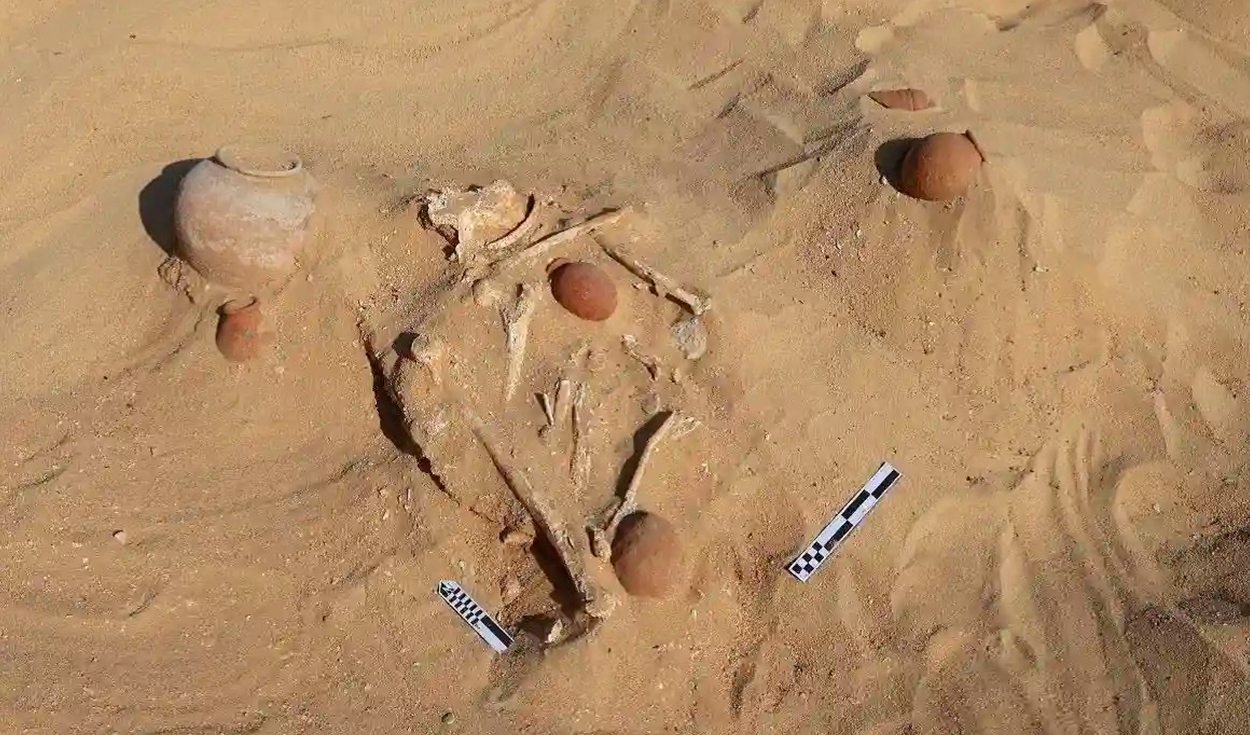Restos encontrados en el yacimiento arqueológico en Egipto. Foto: Ministerio de Turismo y Antigüedades