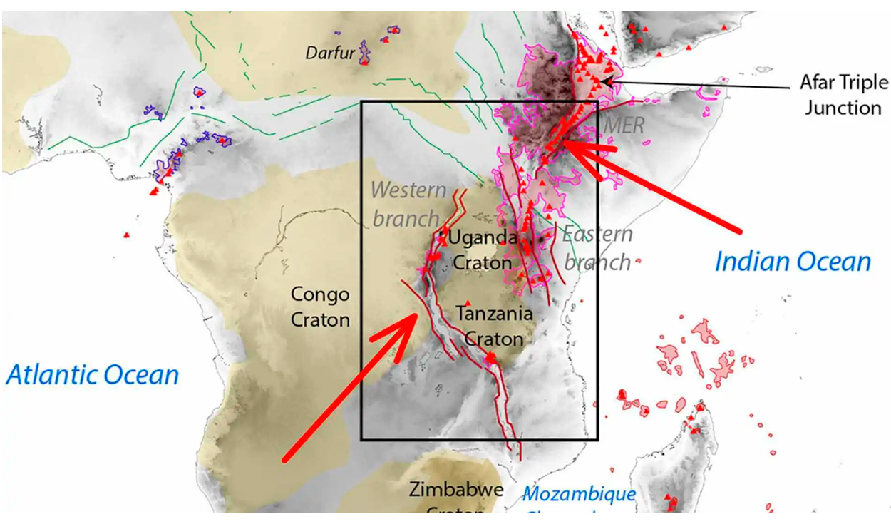 Las estructuras geológicas del Gran Valle del Rift en África Oriental. Foto: JGR Solid Earth