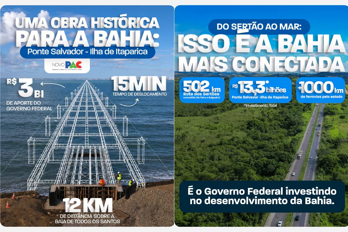 Con una extensión de 12,4 kilómetros sobre el mar, la estructura brasileña se convertirá en la más larga de América Latina. Foto: @mtransportes/X