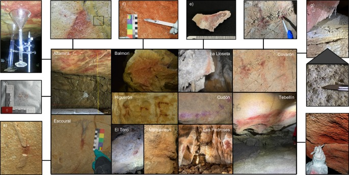 Figuras de arte rupestre paleolítico muestreadas en este estudio. Foto: Nature Communications