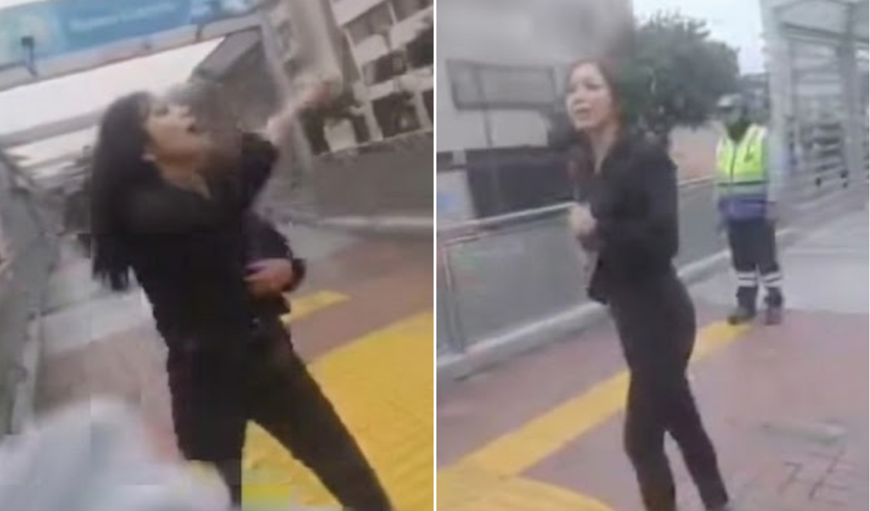 Foreign citizen insults and attacks Metropolitano guide at Ramón Castilla station
