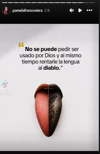 Mensaje que compartió Pamela Franco. Foto: Instagram Pamela Franco