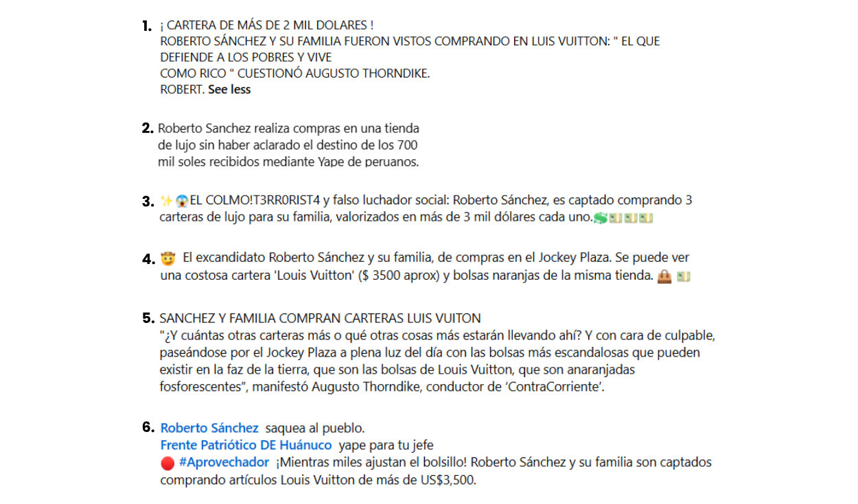 Descripciones asociadas a la falsa noticia. Fotos: Facebook | Composición: LR Descripciones asociadas a la falsa noticia.