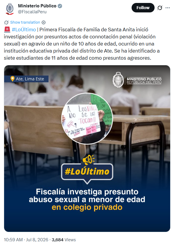 Innova Schools, Ate vitarte, denuncia Innova Schools, Fiscalía