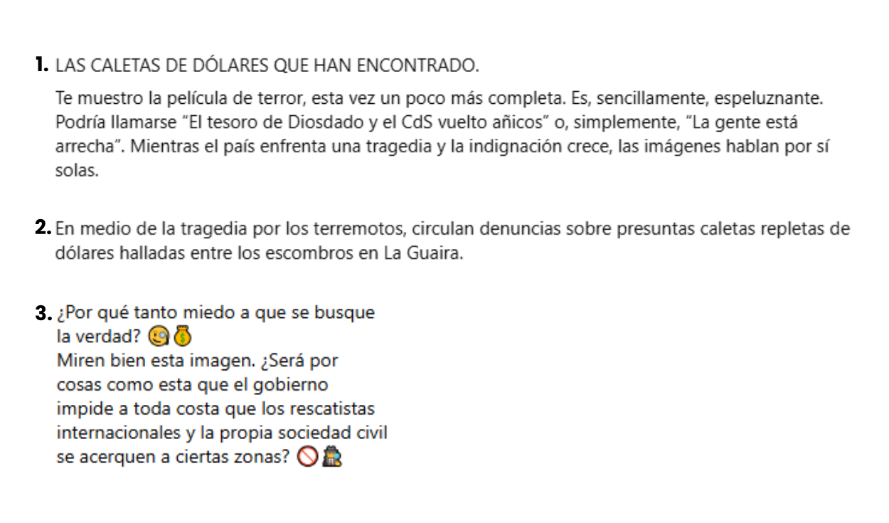 Descripciones asociadas a las publicaciones. Fotos: Facebook / Instagram