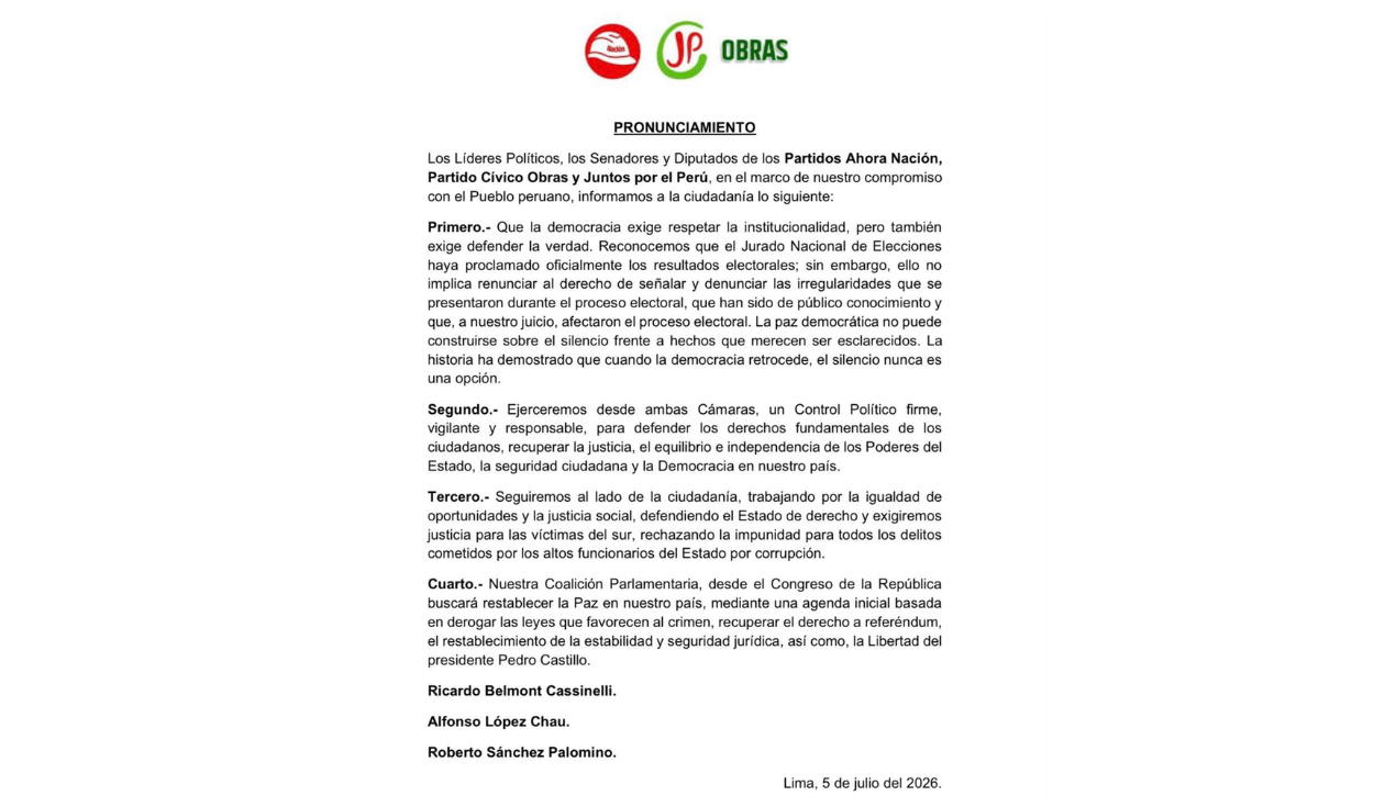 Comunicado de JP y otros partidos