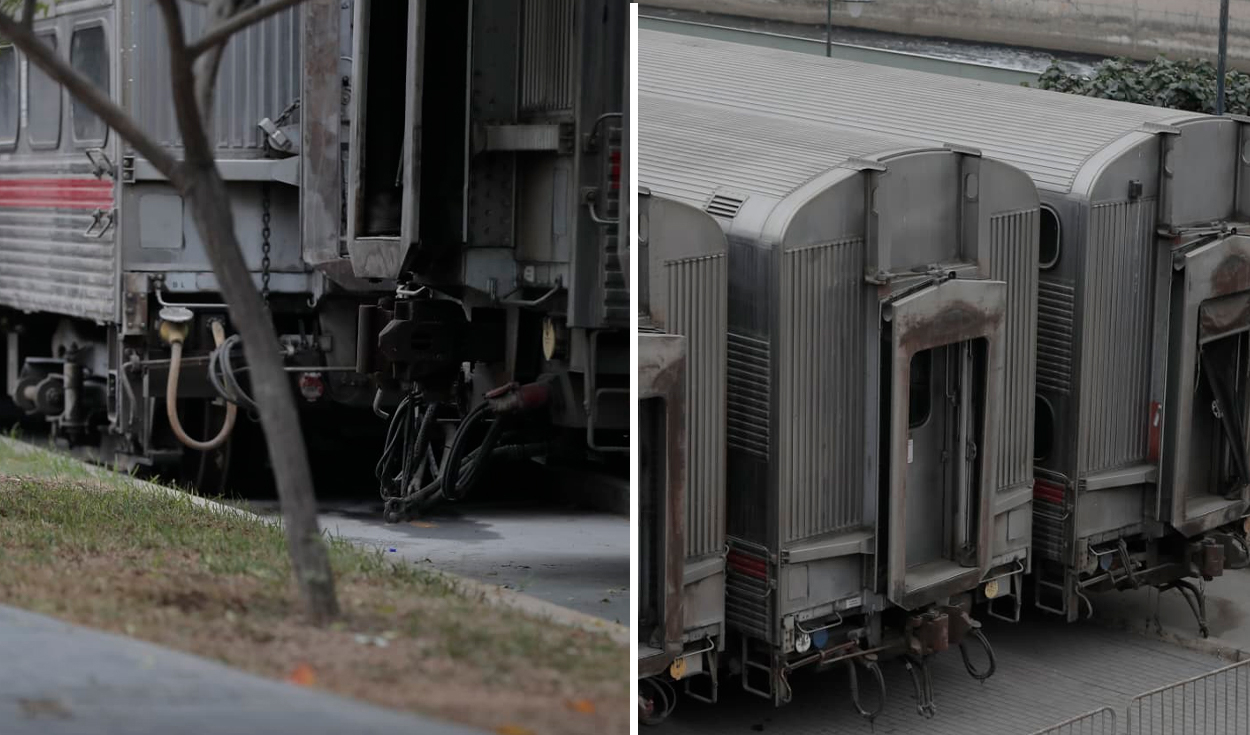 Infraestructura exterior de los trenes Caltrain con óxido