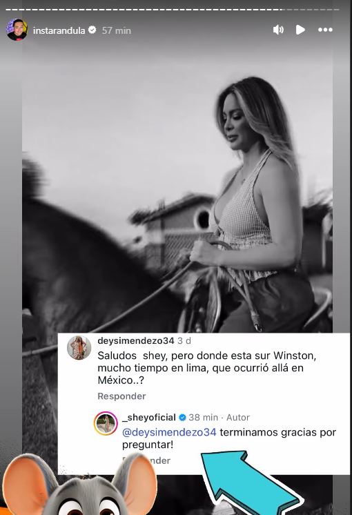 Respuesta de Sheyla Rojas. Foto: Instarándula Sheyla Rojas