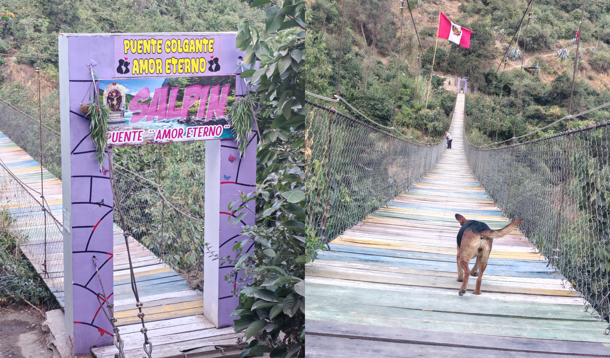 El puente colgante ‘Amor eterno’ es uno de los más largos de San Mateo de Otao. Fotos: Sandy Carrión/La República