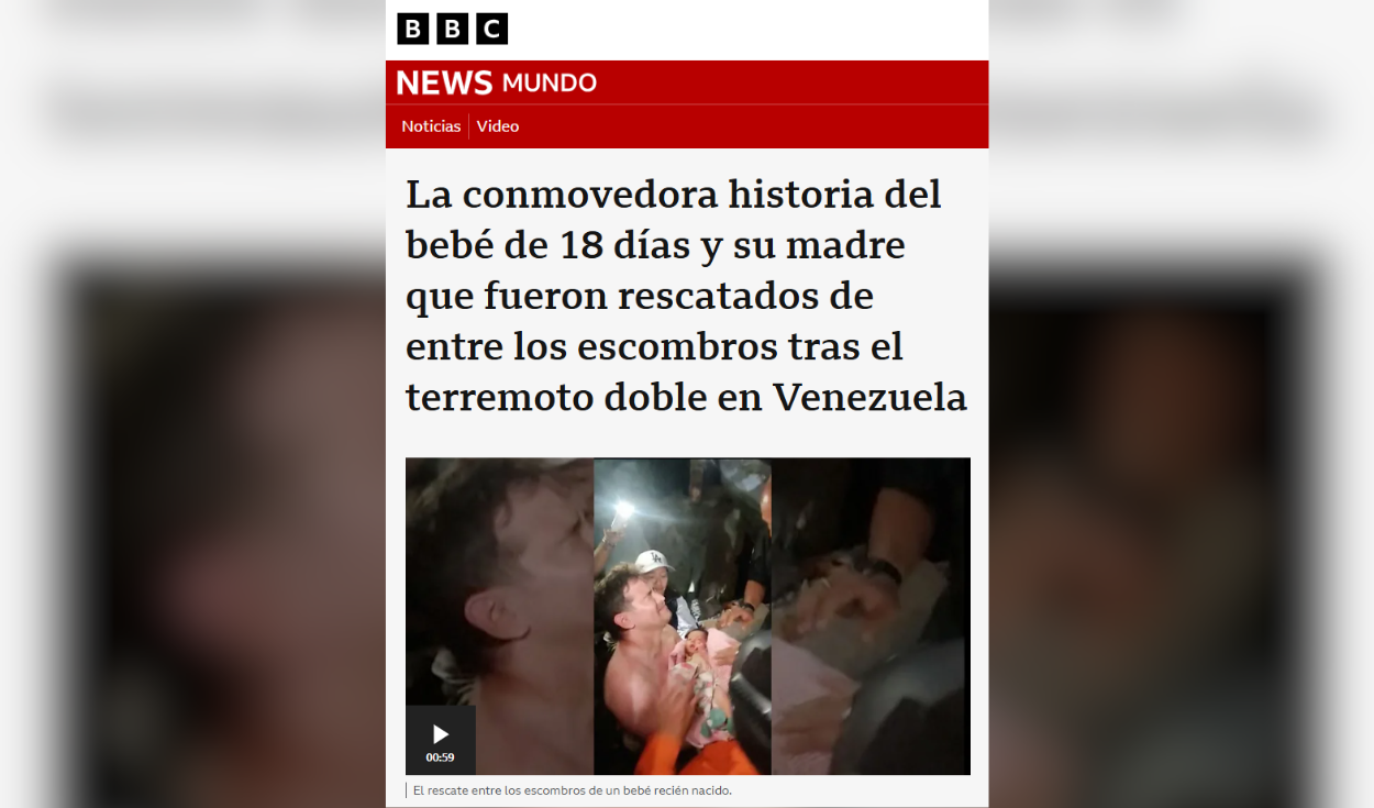 Nota de la BBC sobre el rescate. Foto: BBC