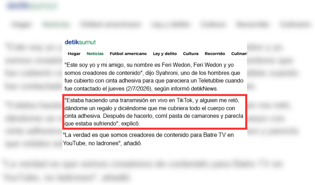 Nota de Detik traducida al español. Foto: Detik