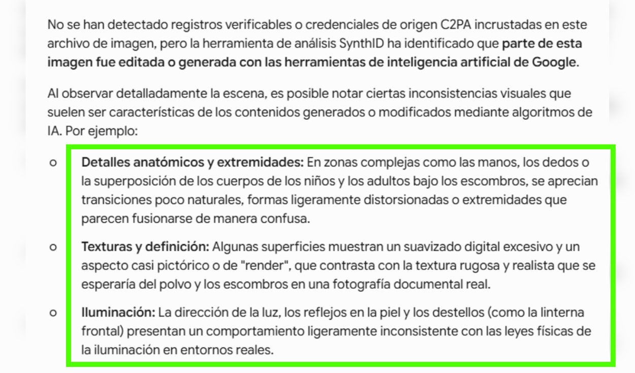 Análisis de la imagen viralizada con SynthID. Foto: SynthID