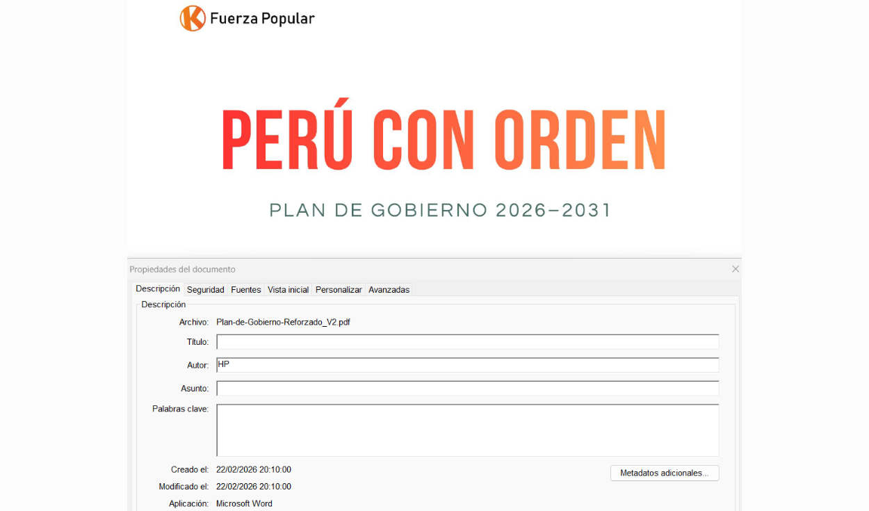 Exportación del plan de gobierno de Fuerza Popular. Foto: Fuerza Popular