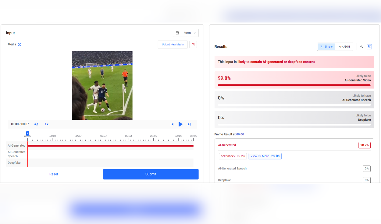 Análisis del video con Hive Moderation. Foto: Hive Moderation