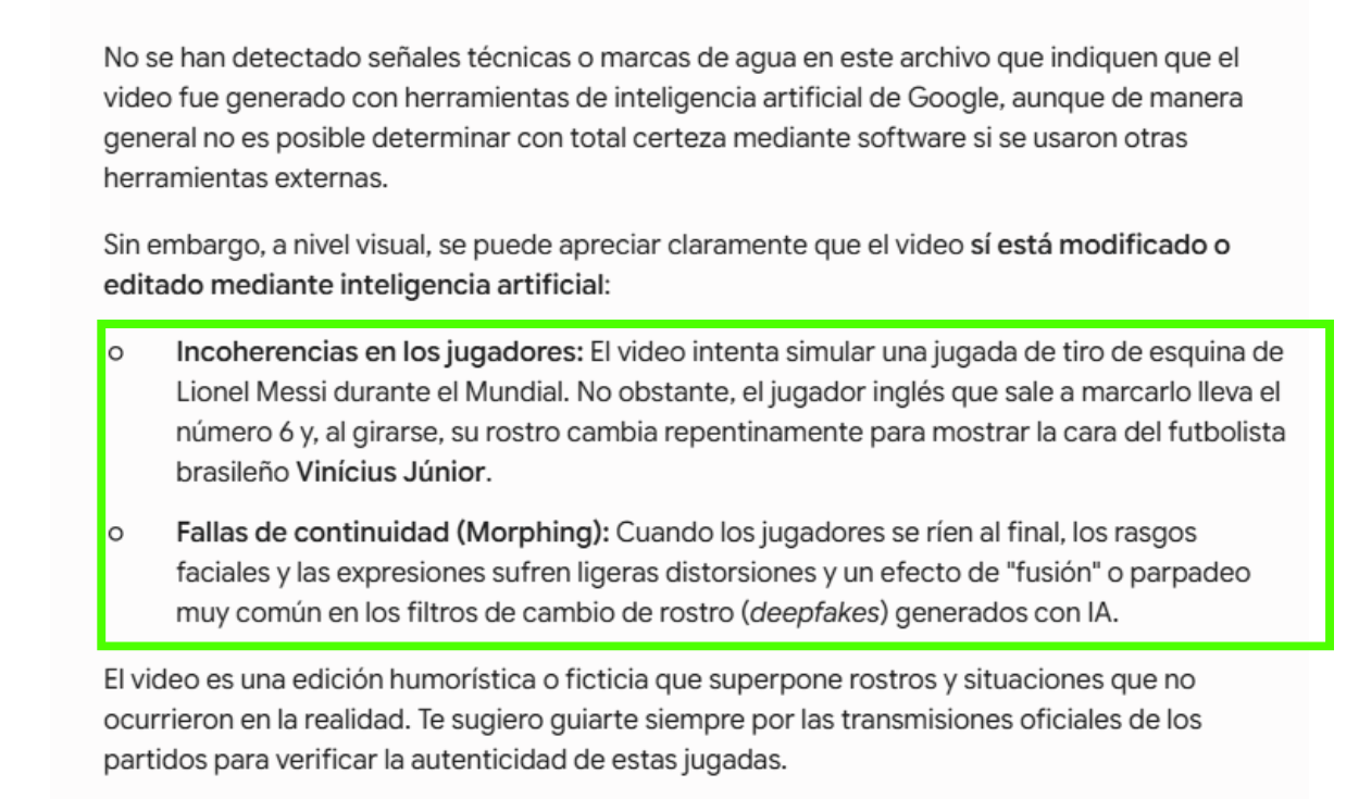 Análisis del video con SynthID. Foto: SynthID