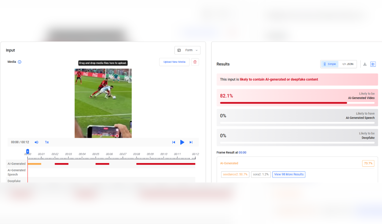 Análisis del video con Hive Moderation. Foto: Hive Moderation
