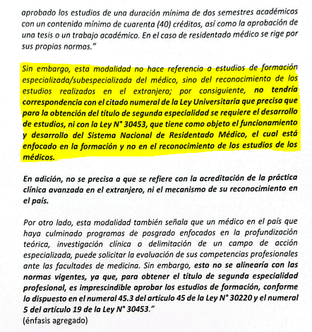 La República. Ministerio de Salud recomienda observar autógrafa de ley que modifica Sistema Nacional de Residentado Médico