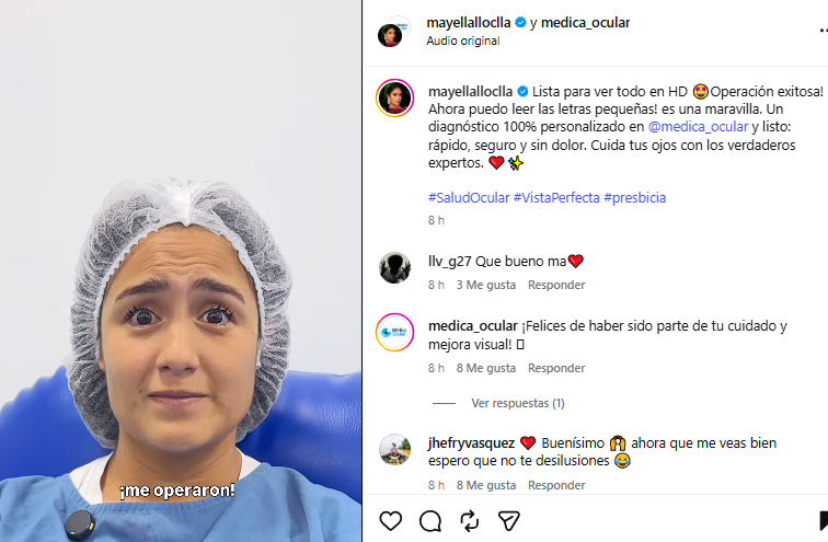 Actriz Mayella Lloclla revela detalles de su operción. Foto: Instagram Actriz Mayella Lloclla