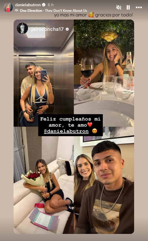 Jairo Concha y la romántica publicación a Daniela Butrón. Foto: Instagram.