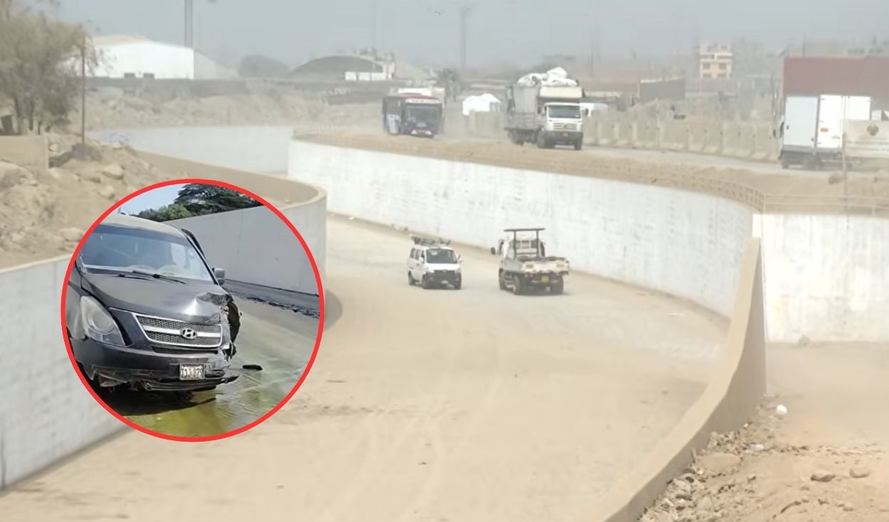 Drivers use anti-flood channel as shortcut in Huaycoloro, Peru, despite ban