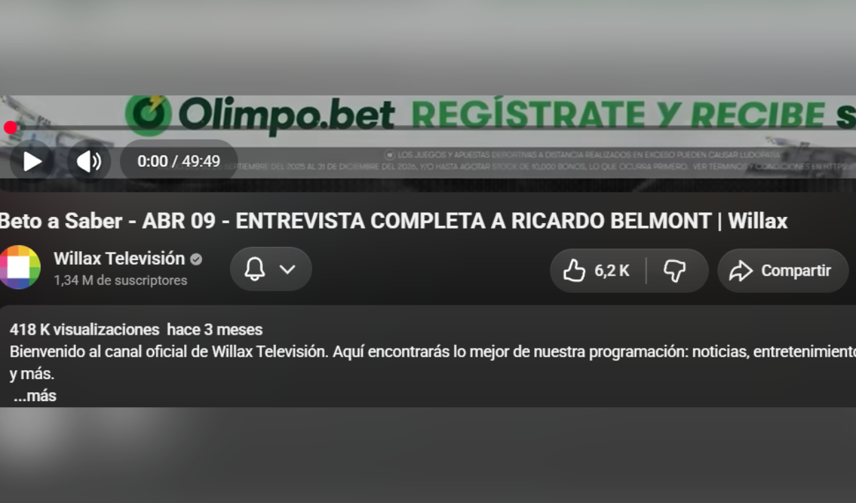 Fuente: Captura de pantalla del canal de Willax Televisión en YouTube