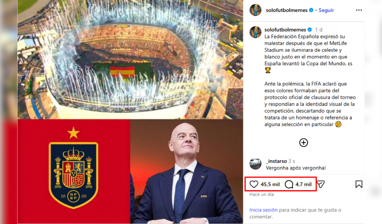 Uno de los posts con más alcance. Foto: Instagram