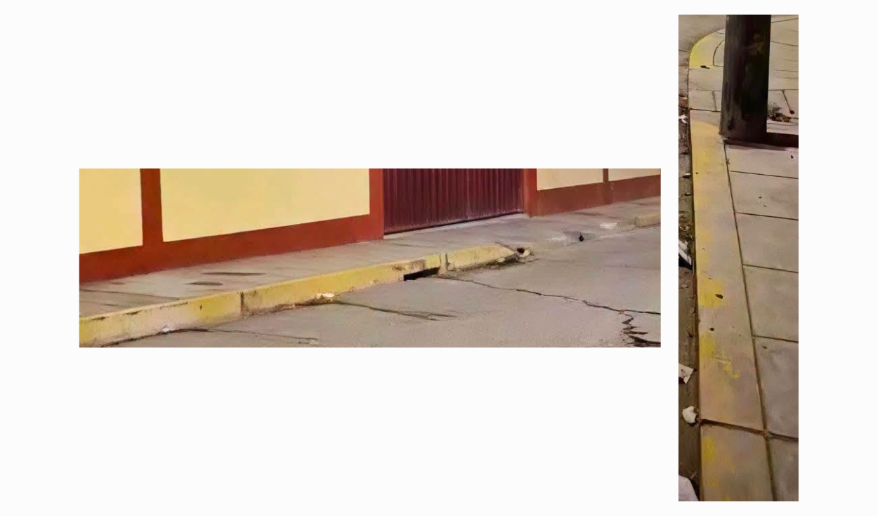 Las veredas no sufrieron daños, únicamente las pistas. Foto: Facebook
