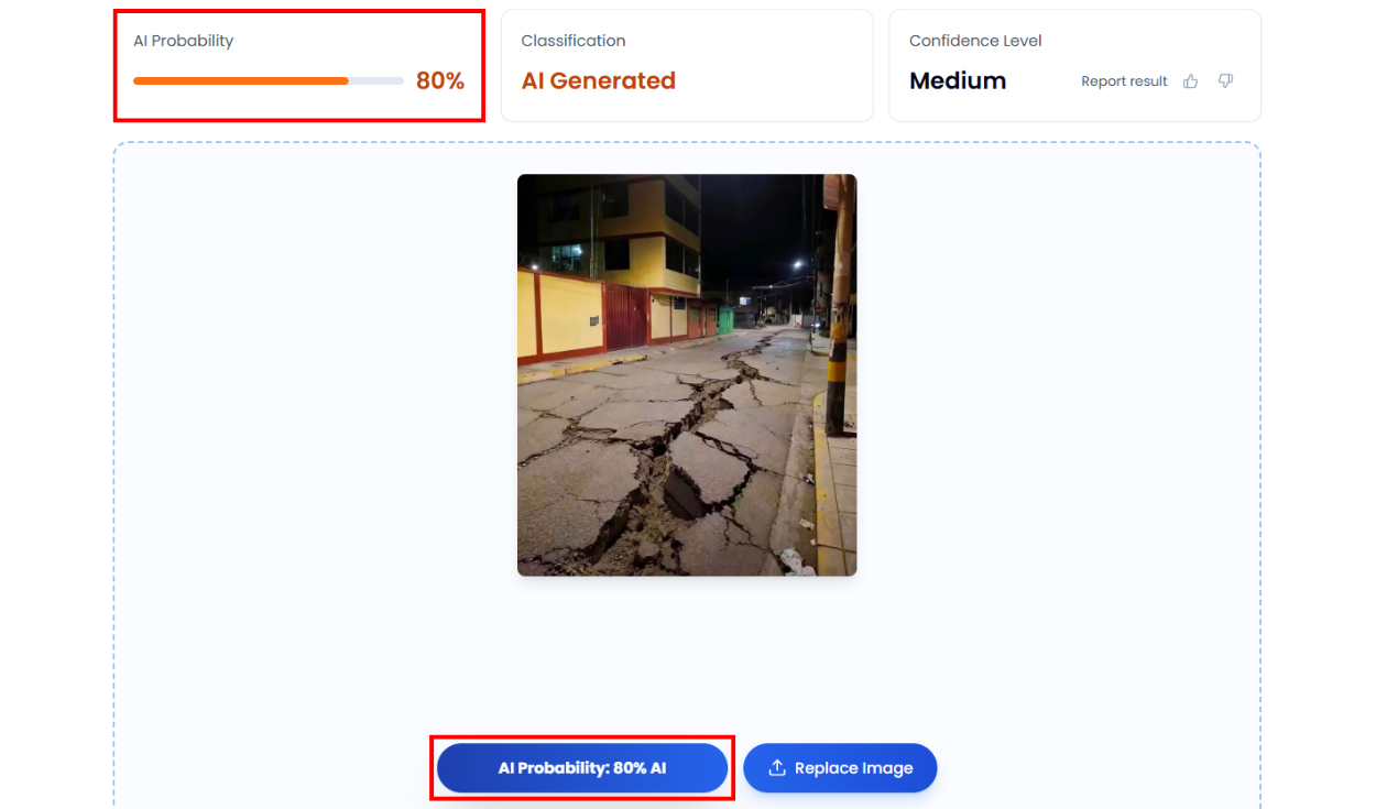 Análisis de la imagen con TruthScan (1). Foto: TruthScan