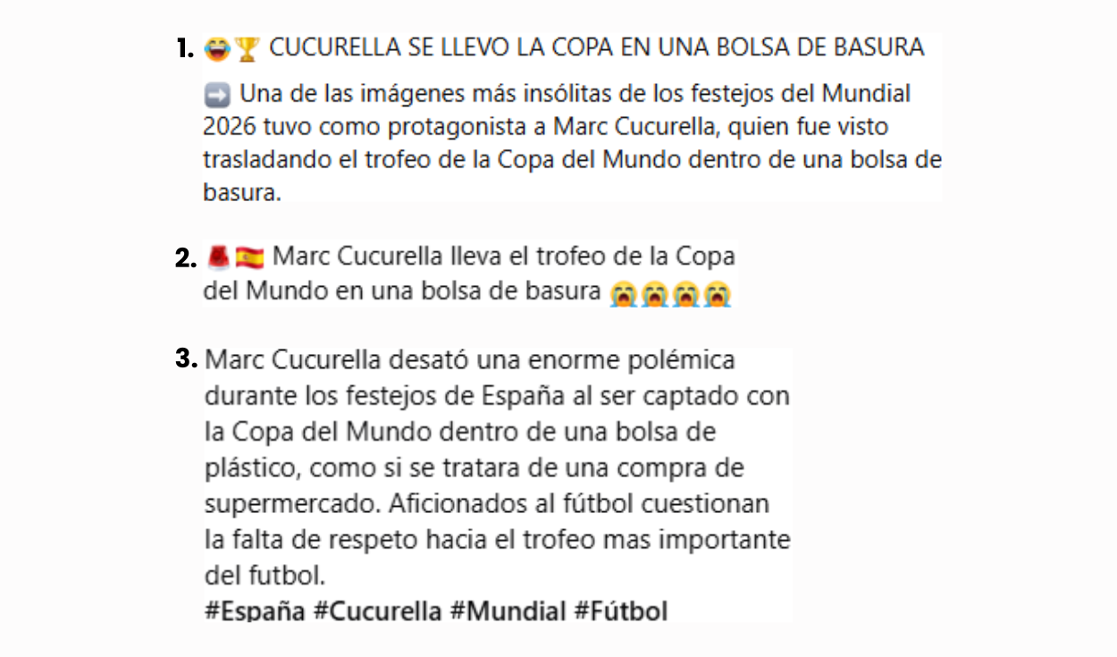 Algunas descripciones asociadas al video. Foto: Facebook