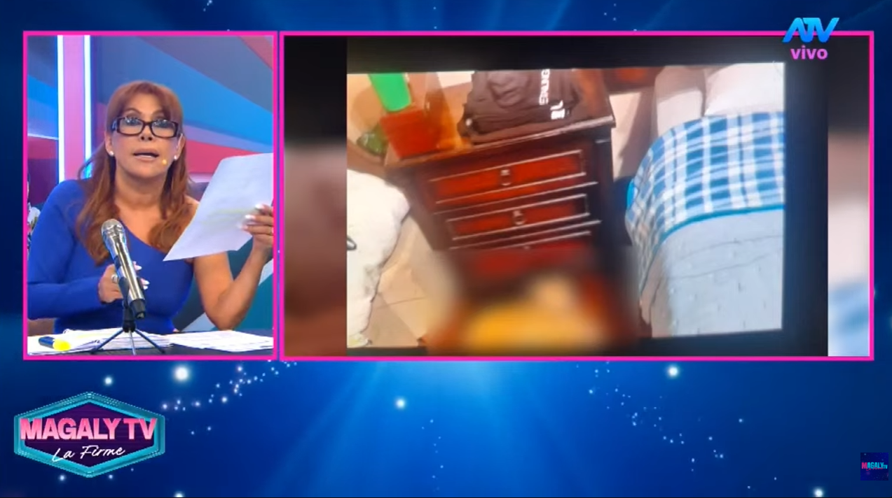 Magaly Medina leyendo parte policial sobre la muerte de Rayza Martinez. Foto: ATV.