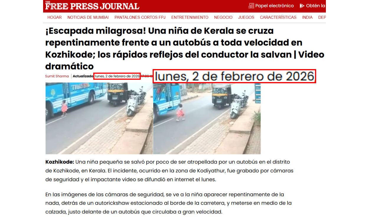 Nota de The Free Press Journal traducida al español con herramientas de Google. Foto: The Free Press Journal