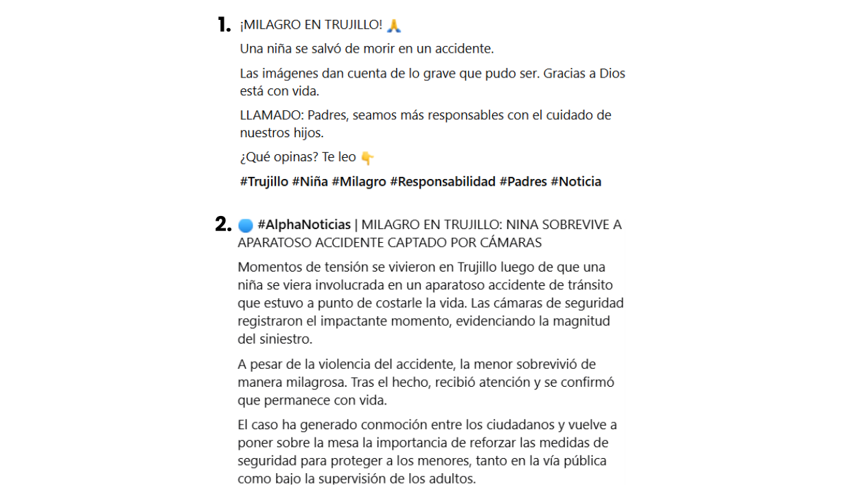 Descripciones atribuidas al video. Foto: Facebook