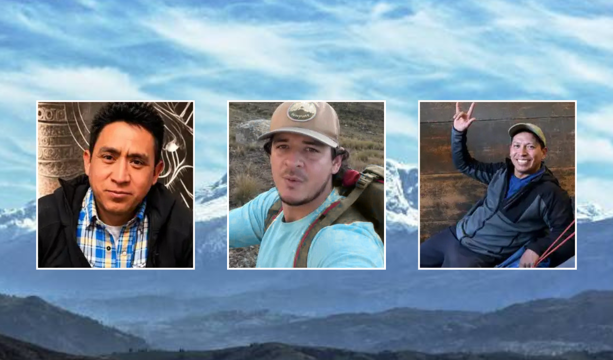 Alejandro Ugarte, Artidoro Salas y Freddy Mendoza, los montañistas desaparecidos desde el 14 de julio.