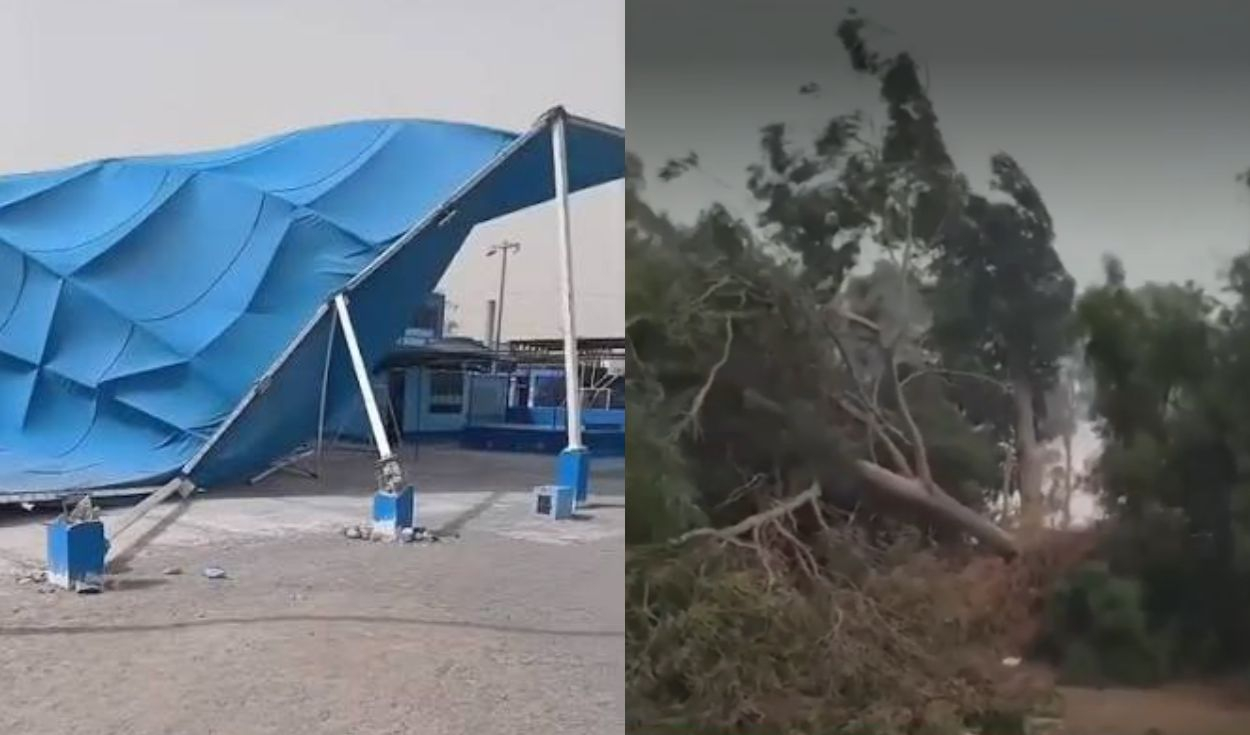 Paracas winds damage roofs, trees, and billboards in Pisco, Peru