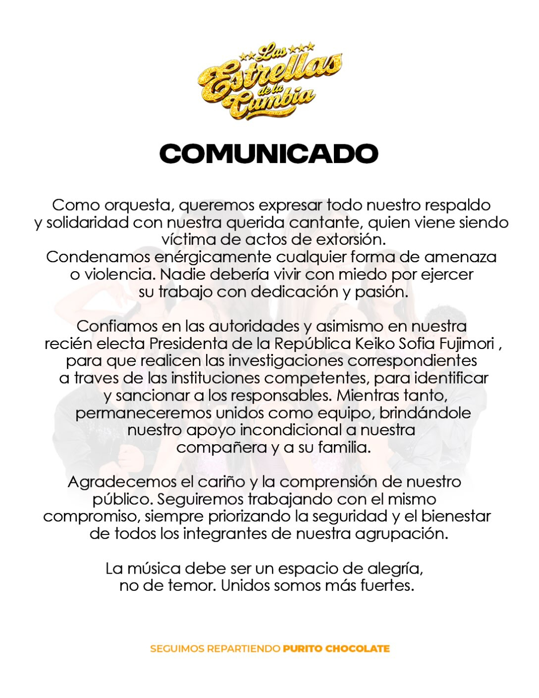 Comunicado de Las Estrellas de la Cumbia