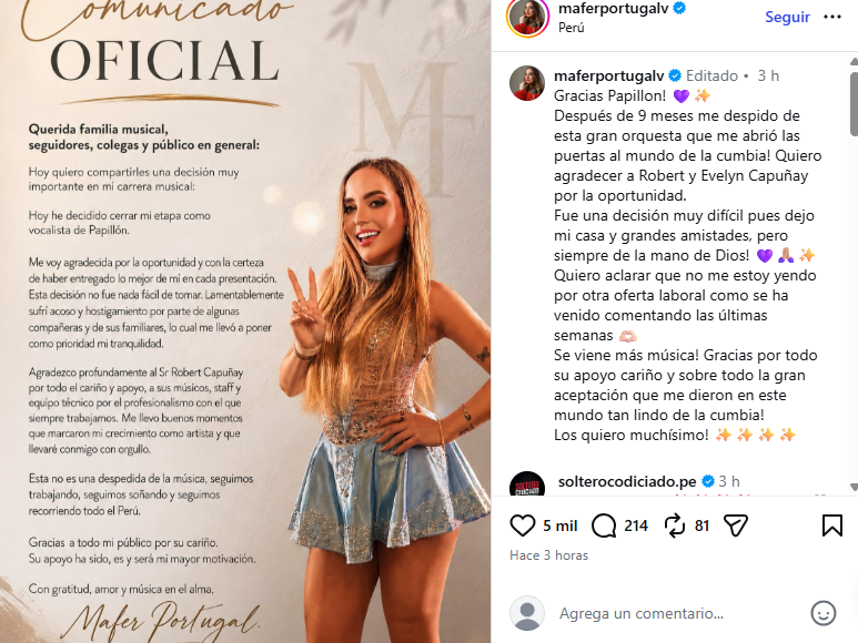 Comunicado de Mafer Portugal