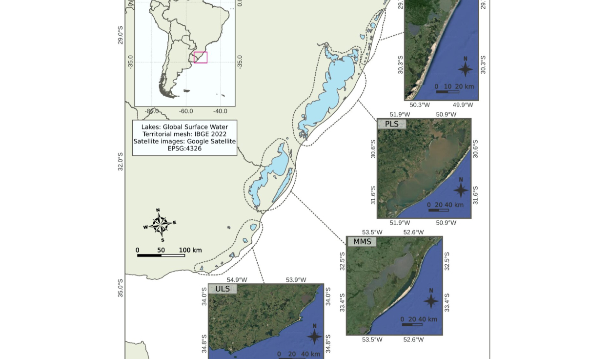 Sistema de lagos costeros subtropicales someros de América del Sur (SA-CSSL), con sus cuatro subsistemas en detalle. Foto: One Ecosystem