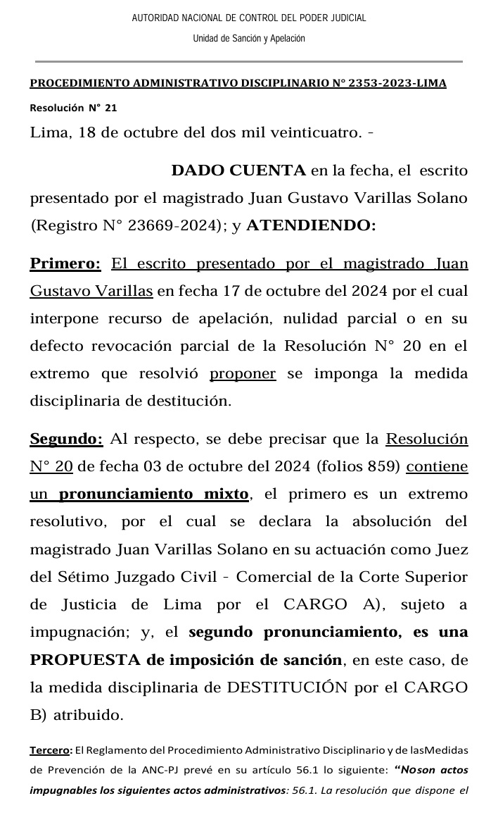 Sobre la propuesta de destitución