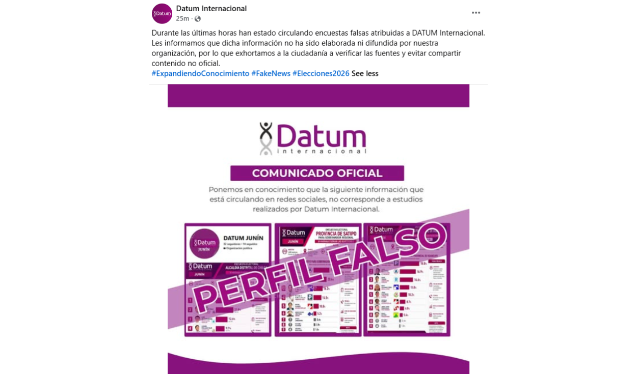Comunicado oficial de Datum. Foto: Facebook